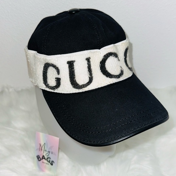 Gucci: Baseball Cap Gabardine Logo Terry Headband Hat - Picture 4 of 16